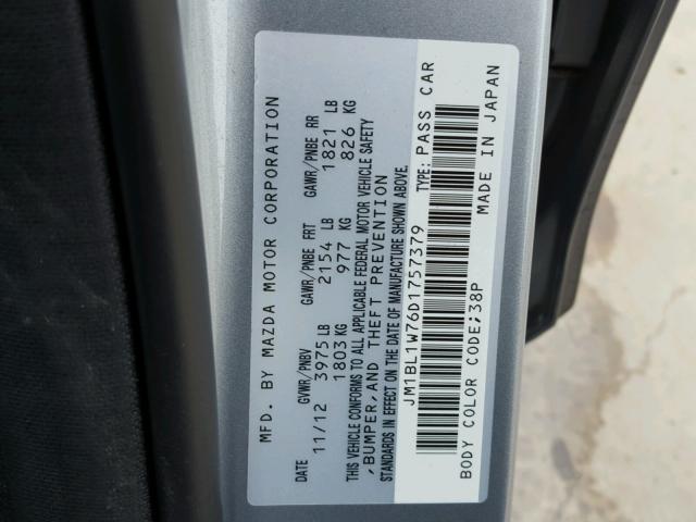 JM1BL1W76D1757379 - 2013 MAZDA 3 I SILVER photo 10