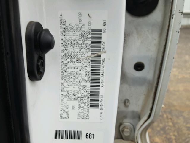 3TMJU62N58M069411 - 2008 TOYOTA TACOMA DOU WHITE photo 10