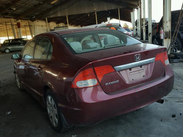 2HGFA16569H350386 - 2009 HONDA CIVIC LX RED photo 3