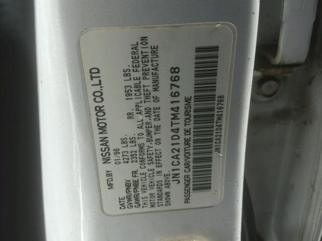 JN1CA21D4TM416768 - 1996 NISSAN MAXIMA GLE WHITE photo 10