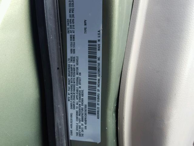 4S4BP61C857307555 - 2005 SUBARU LEGACY OUT GREEN photo 10