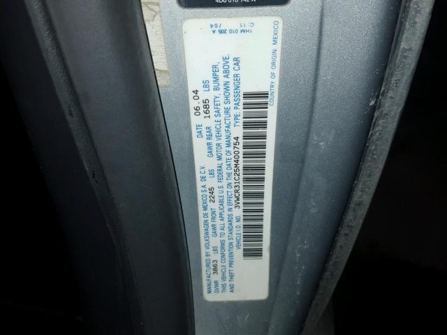 3VWCR31C25M400754 - 2005 VOLKSWAGEN NEW BEETLE 银色 照片 10