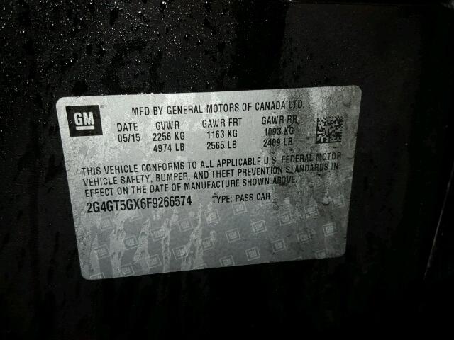 2G4GT5GX6F9266574 - 2015 BUICK REGAL GS BLACK photo 10