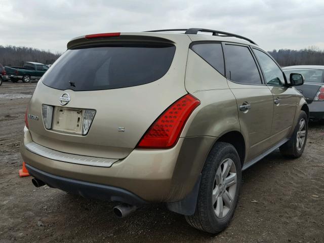 JN8AZ08T76W409891 - 2006 NISSAN MURANO SL GOLD photo 4