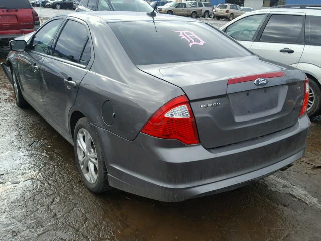 3FAHP0HA4CR223776 - 2012 FORD FUSION SE GRAY photo 3