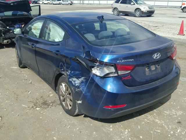 5NPDH4AE4GH734553 - 2016 HYUNDAI ELANTRA SE BLUE photo 3