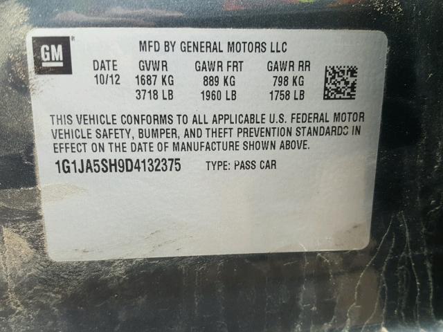 1G1JA5SH9D4132375 - 2013 CHEVROLET SONIC LS CHARCOAL photo 10