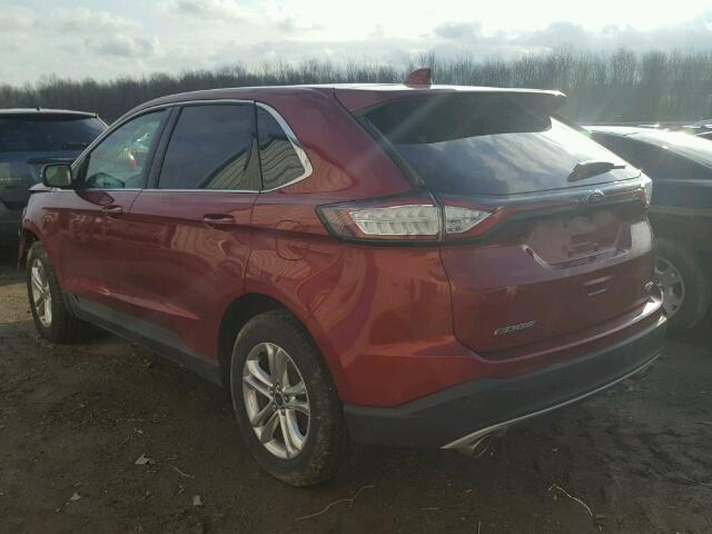 2FMTK4J88FBB59502 - 2015 FORD EDGE SEL MAROON photo 3