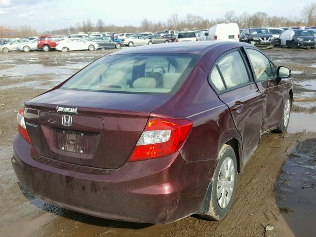 19XFB2F57CE078547 - 2012 HONDA CIVIC LX MAROON photo 4