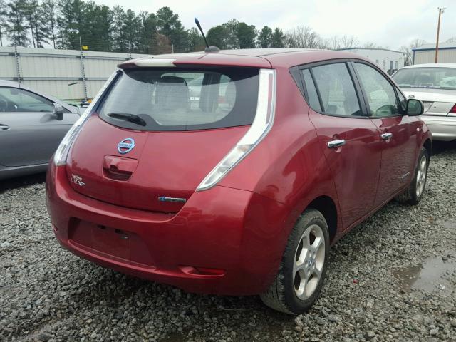 JN1AZ0CP8BT000996 - 2011 NISSAN LEAF SV RED photo 4