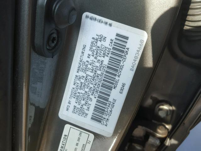 4T1BE30K52U561251 - 2002 TOYOTA CAMRY LE GRAY photo 10