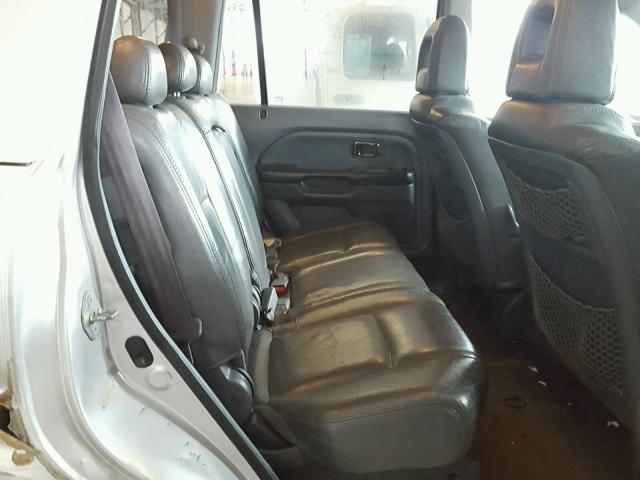 2HKYF18624H614346 - 2004 HONDA PILOT EXL SILVER photo 6