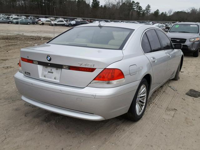 WBAGL63505DP76190 - 2005 BMW 745 I SILVER photo 4