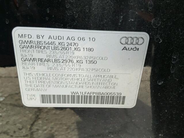 WA1LFAFP8BA005539 - 2011 AUDI Q5 PREMIUM BLACK photo 10