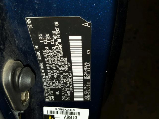 5TDZA23C05S295241 - 2005 TOYOTA SIENNA CE BLUE photo 10