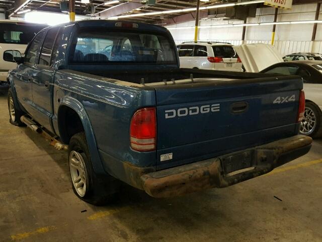 1B7HG38N72S536693 - 2002 DODGE DAKOTA QUA BLUE photo 3