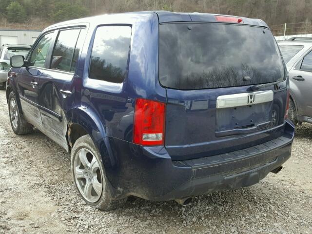 5FNYF4H64DB025718 - 2013 HONDA PILOT EXL BLUE photo 3