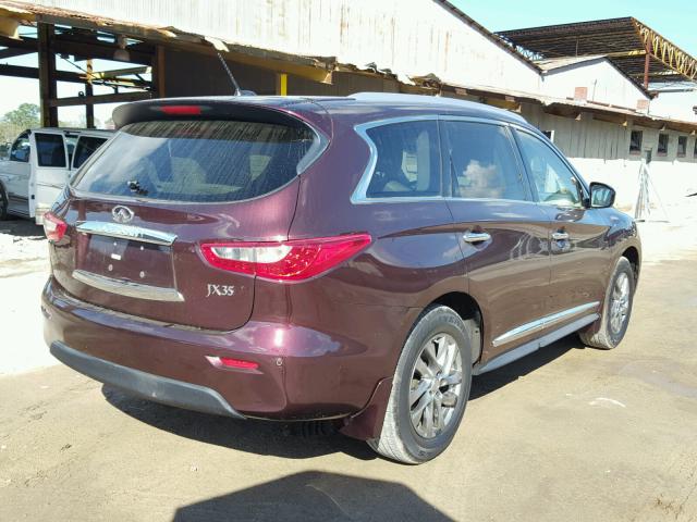 5N1AL0MM0DC303160 - 2013 INFINITI JX35 BASE MAROON photo 4