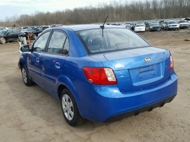 KNADH4A34A6645028 - 2010 KIA RIO LX BLUE photo 3