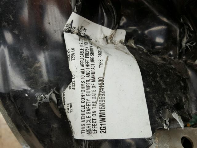 2G1WM15K969241500 - 2006 CHEVROLET MONTE CARL 黑色 照片 10