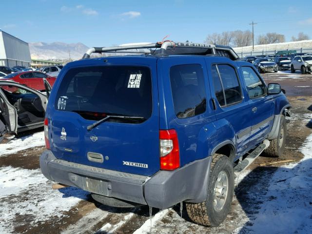 5N1ED28Y91C583762 - 2001 NISSAN XTERRA XE BLUE photo 4