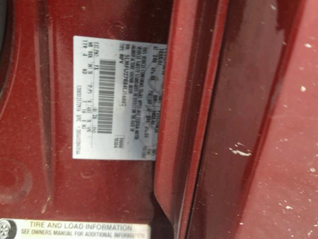 5LMFU27R84LJ16882 - 2004 LINCOLN NAVIGATOR ბურგუნდია ფოტო 10