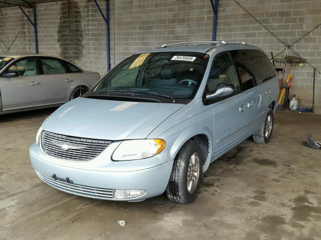 2C8GP64L31R404434 - 2001 CHRYSLER TOWN & COU BLUE photo 2