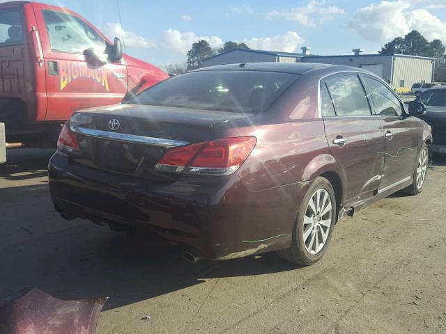 4T1BK3DB0CU465788 - 2012 TOYOTA AVALON BAS MAROON photo 4