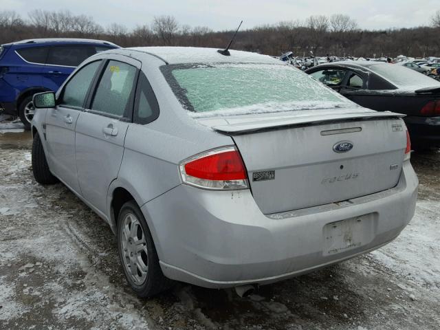 1FAHP35N58W259215 - 2008 FORD FOCUS SE SILVER photo 3