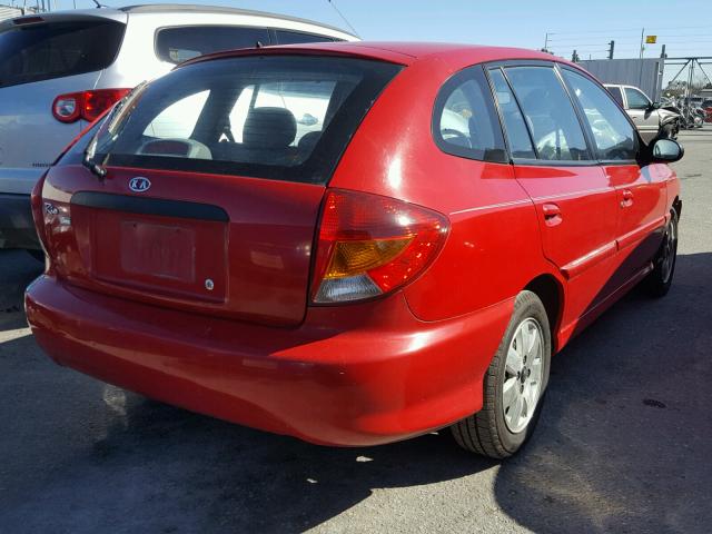 KNADC163826079656 - 2002 KIA RIO CINCO RED photo 4