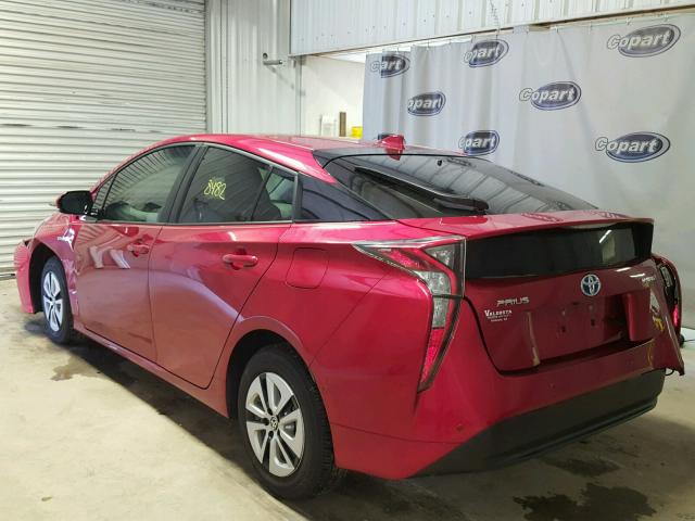 JTDKARFU9H3539439 - 2017 TOYOTA PRIUS RED photo 3