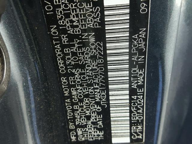 JTKDE177970187222 - 2007 TOYOTA SCION TC 灰色 照片 10