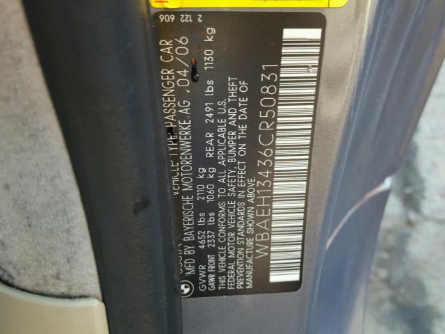 WBAEH13436CR50831 - 2006 BMW 650 I Gümüş foto 10