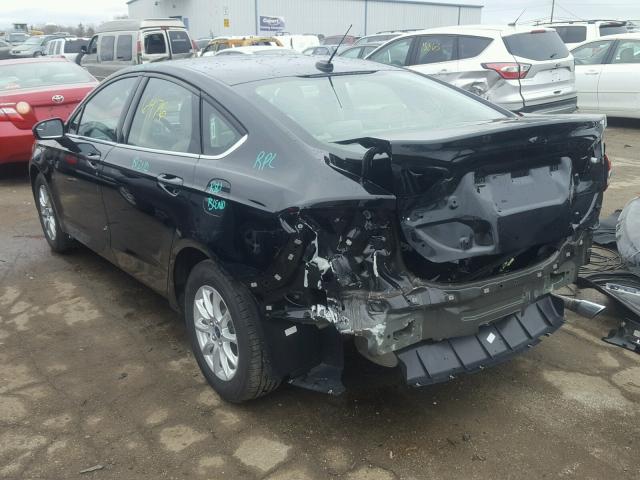 3FA6P0G70HR372366 - 2017 FORD FUSION S BLACK photo 3