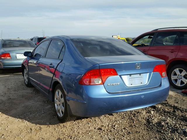 2HGFA16578H529499 - 2008 HONDA CIVIC LX BLUE photo 3