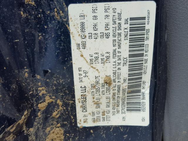 3D7KS28A68G144905 - 2008 DODGE RAM 2500 S BLUE photo 10