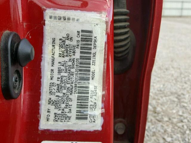 1NXBR32E28Z018105 - 2008 TOYOTA COROLLA CE RED photo 10