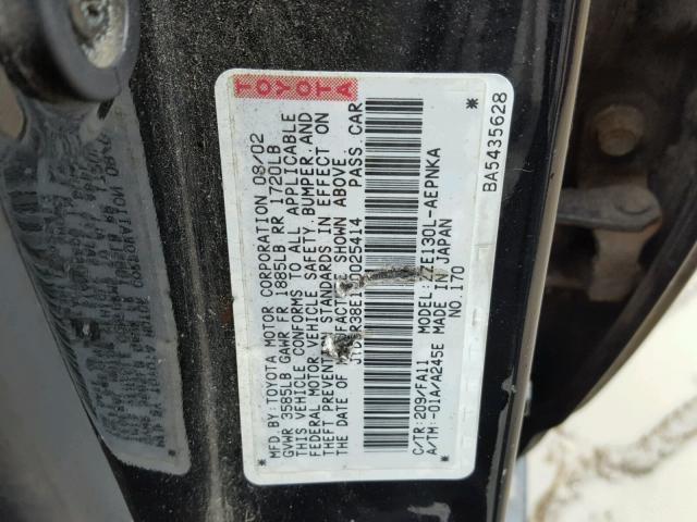 JTDBR38E130025414 - 2003 TOYOTA COROLLA CE BLACK photo 10