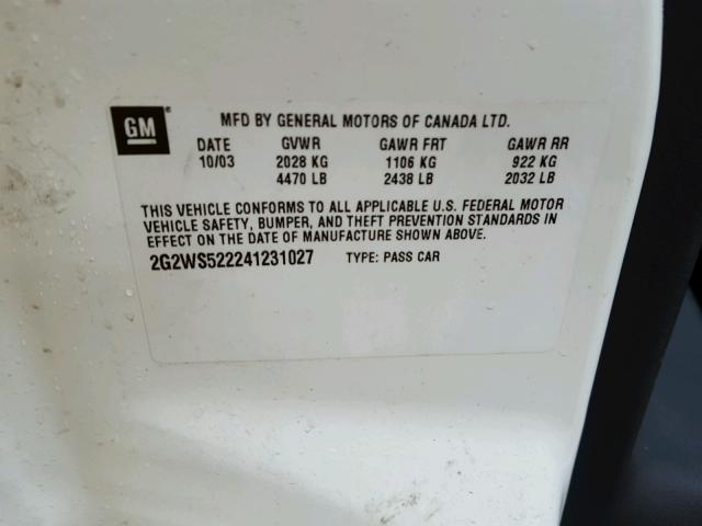 2G2WS522241231027 - 2004 PONTIAC GRAND PRIX Ağ foto 10