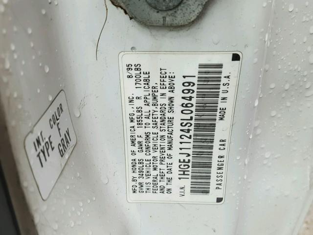 1HGEJ1124SL064991 - 1995 HONDA CIVIC EX თეთრი ფოტო 10