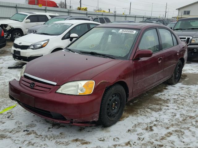 1HGES26713L034789 - 2003 HONDA CIVIC EX MAROON photo 2