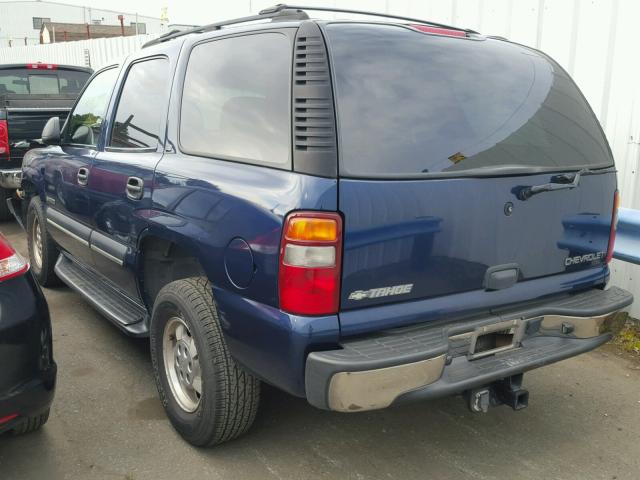 1GNEK13T12J303725 - 2002 CHEVROLET TAHOE K150 BLUE photo 3