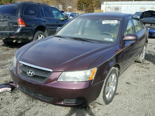 5NPET46C96H055743 - 2006 HYUNDAI SONATA GL MAROON photo 2