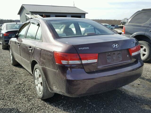 5NPET46C96H055743 - 2006 HYUNDAI SONATA GL MAROON photo 3