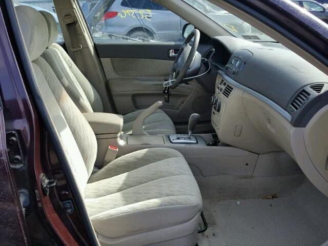 5NPET46C96H055743 - 2006 HYUNDAI SONATA GL MAROON photo 5