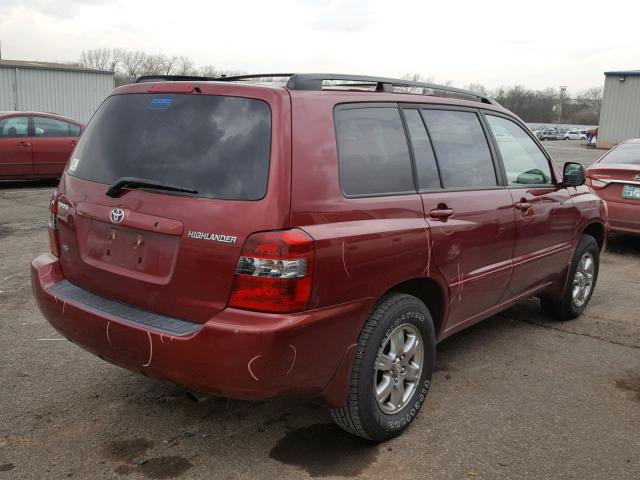 JTEGP21A350071743 - 2005 TOYOTA HIGHLANDER RED photo 4