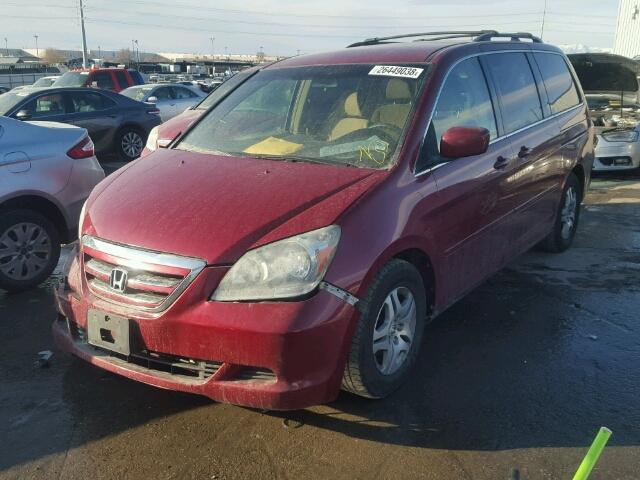 5FNRL38426B079818 - 2006 HONDA ODYSSEY EX RED photo 2