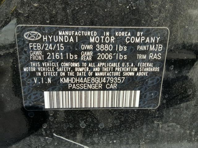 KMHDH4AE8GU479357 - 2016 HYUNDAI ELANTRA SE BLACK photo 10