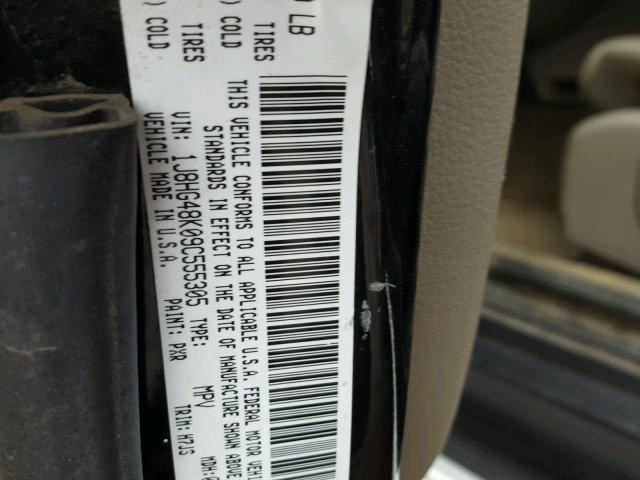 1J8HG48K09C555305 - 2009 JEEP COMMANDER შავი ფოტო 10