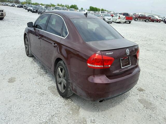 1VWBT7A34EC072193 - 2014 VOLKSWAGEN PASSAT SE MAROON photo 3